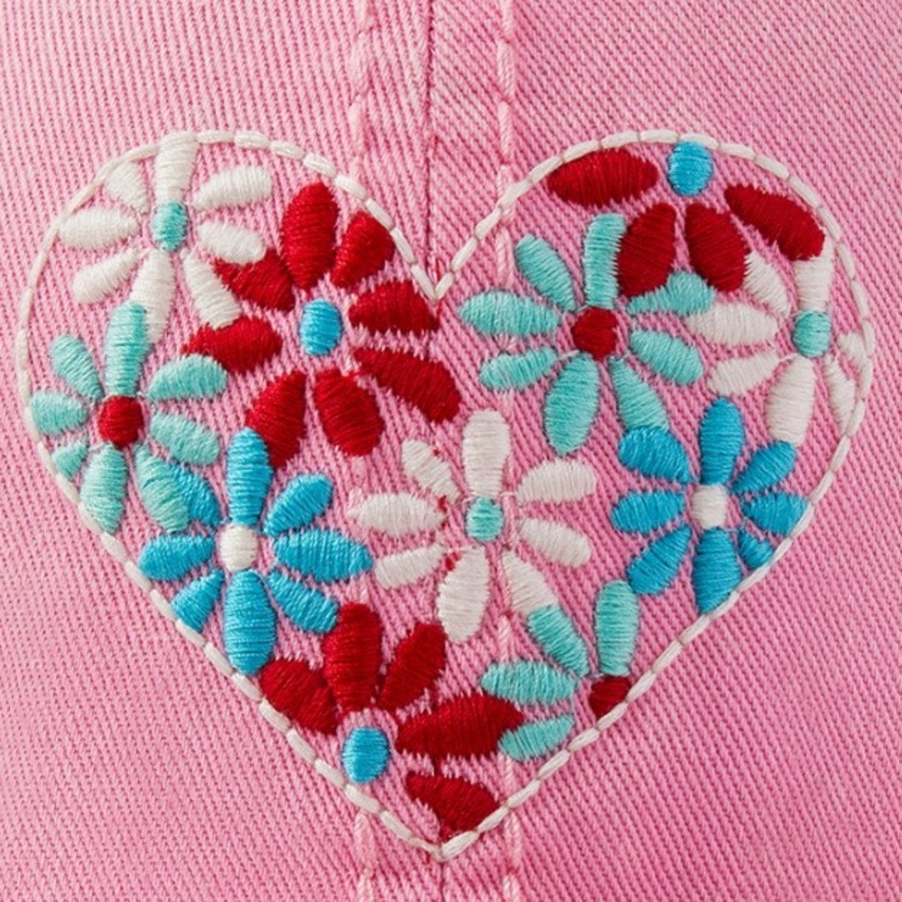Life is Good pink sun washed baseball hat w/ heart - Picture 2 of 11